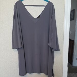 IMAN Plus-Size V-Neck Dolman Sleeve Tunic - Gray